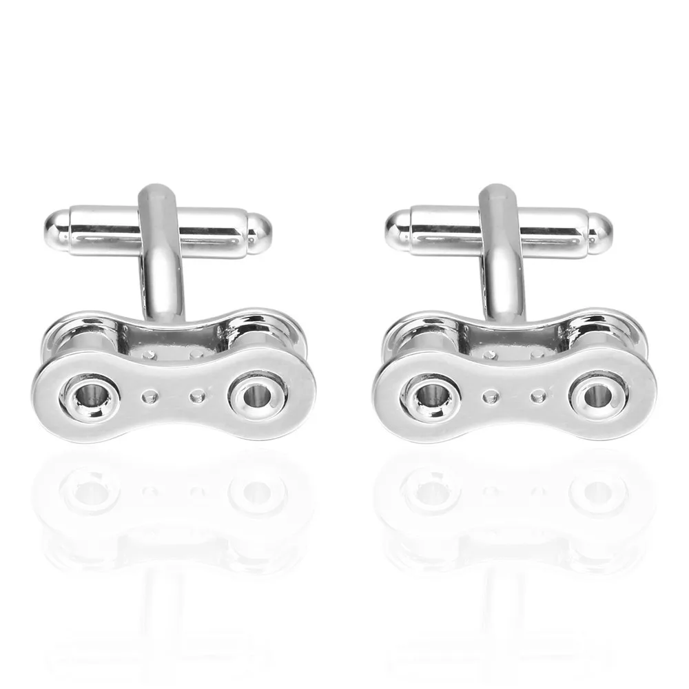 MeMolissa Display Box Cufflinks Classic Solid Silver Color Shirt Cufflinks for Mens Bike Chain Cufflink Box Set