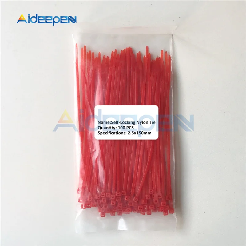 100Pcs/lot 2.5*150mm Plastic Non-slip Wire Zip Ties Set 150mm Self-locking Nylon Durable Cable Ties UL Certified 12 Color