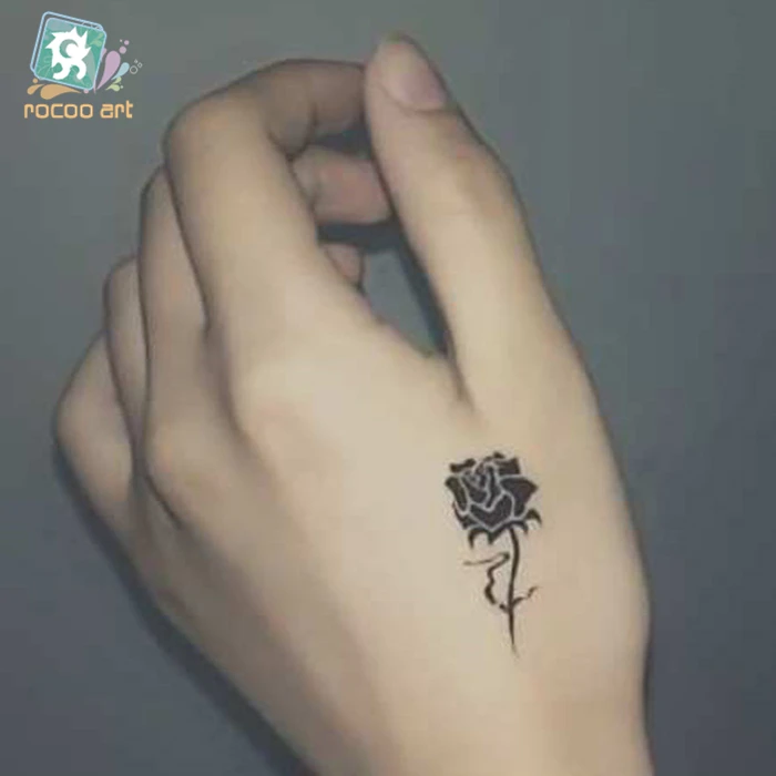 25 designs de tatuagens com flores diferentes, tatuagem falsas temporária à prova d'água, na moda, vermelha, rosa, preta, tatuagem corporal, mãos com adesivos