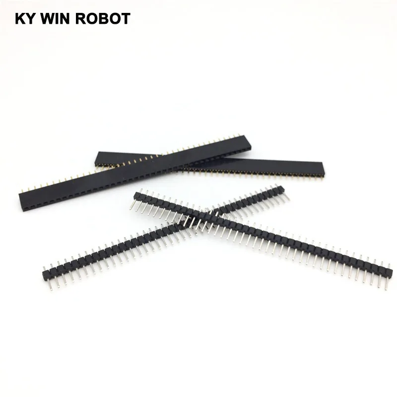 20pcs 10 pairs 40 Pin 1x40 Single Row Male and Female 2.54 Breakable Pin Header Connector Strip for Arduino Black