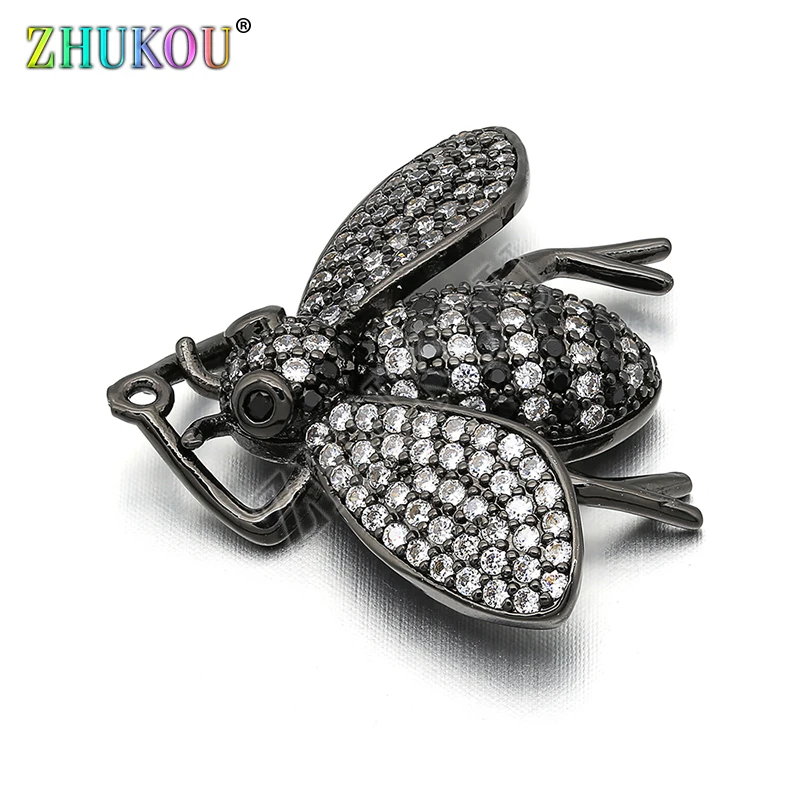 29*25mm Brass Micro Pave Cubic Zirconia  Beetles Charms Pendants DIY Jewelry Findings Accessories, Hole: 0.5mm, Model: VD289