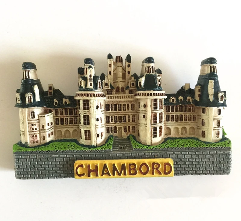 Handmade painted France Loire Valley Shampoo Castle 3D Fridge Magnet  Travel Souvenirs Refrigerator Magnetic Stickers