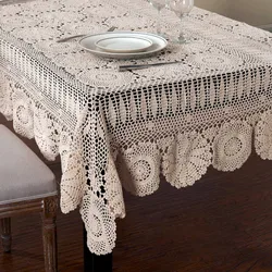 Handmade Crocheted Table Cloth Cotton Tablecloths Beige Crochet Lace Tablecloth Many Size Available