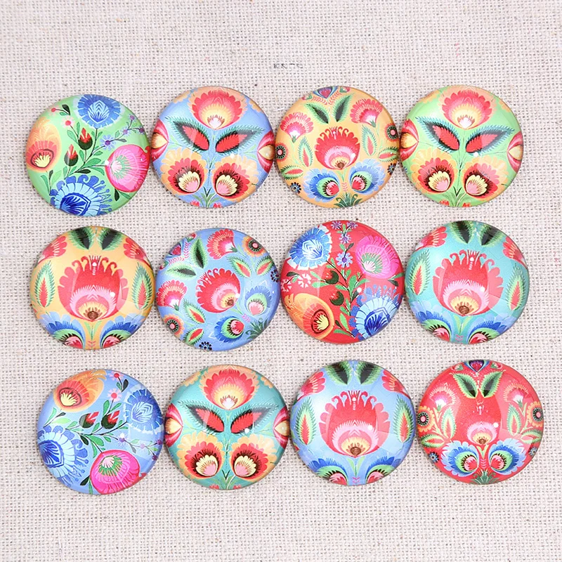 

onwear mix flower pattern photo round glass cabochon 10mm 12mm 14mm 18mm 20mm 25mm diy flat back jewelry findings for earrings