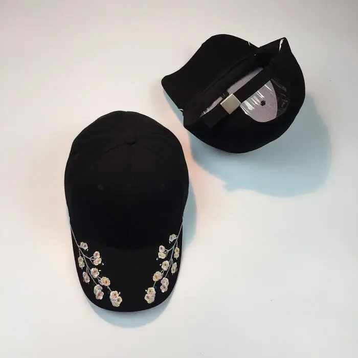 Hats Women Embroidery Cotton Baseball Cap Snapback Caps Hip Hop Hats Casquette girls flowers Baseball cap free shipping