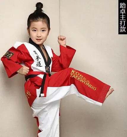 Taekwondo TKD Dobok Uniform Long Sleeve with Embroidery for Kids & Adults WTF Series Competition Training Gear