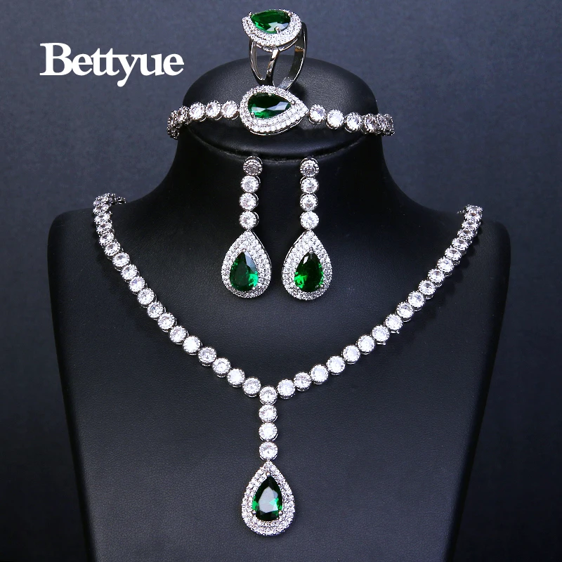 Bettyue Brand Fashion Elegance Europe And America Style Multicolor Zircon White Gold Color Jewelry Sets For Woman Wedding Gifts