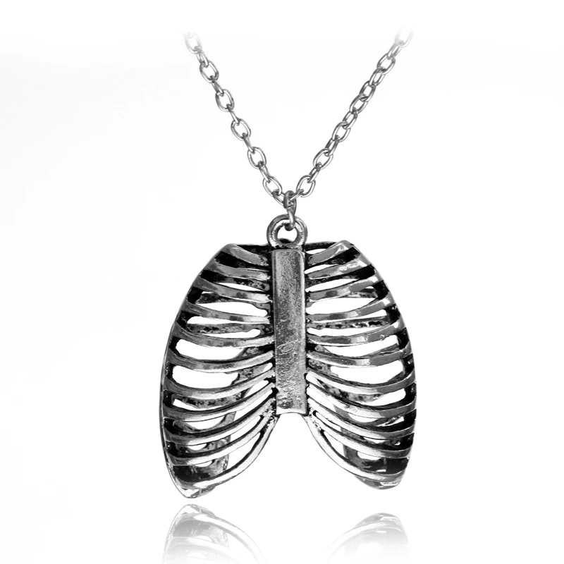 dongsheng Anatomical Human Rib Cage Lung Anatomy Pendant Necklace Skeleton Goth Punk Deathrock Emo