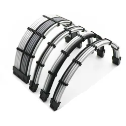 Angitu 180 Degree Curve PSU Power Extension Cable Kit 1X24Pin,1X CPU 8Pin, 2XGPU 8(6+2)Pin PCI-E Premium 20cm 30cm