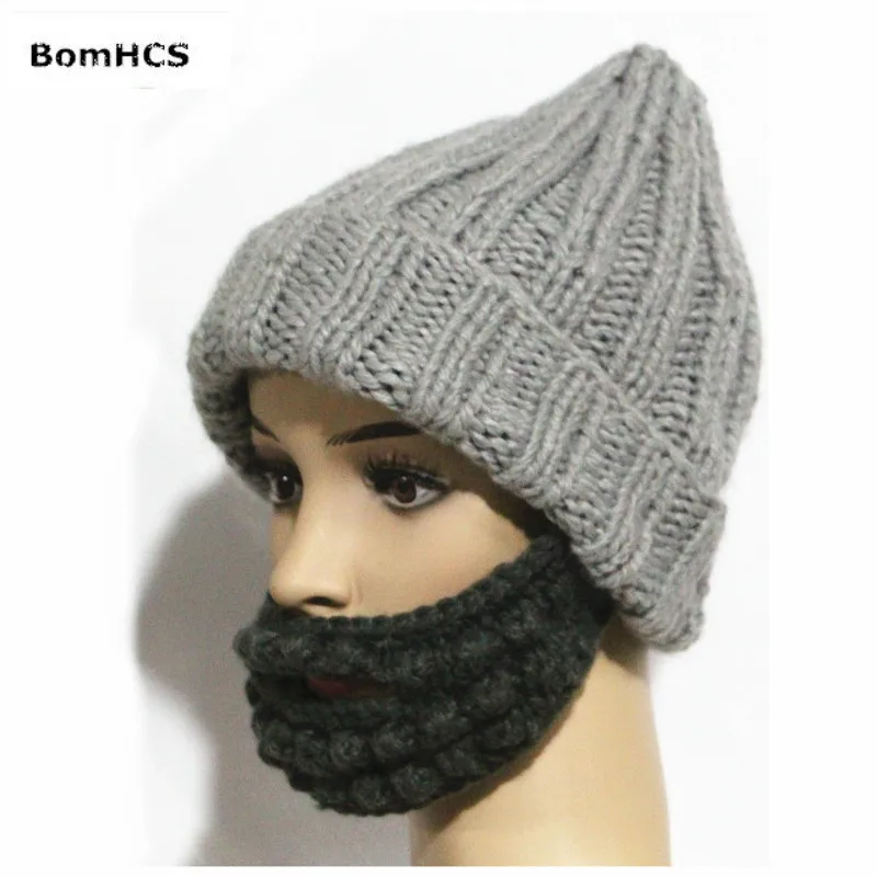 BomHCS Cool Funny Beard Knitted Hat 100% Handmade Winter Mask Beanie Cap