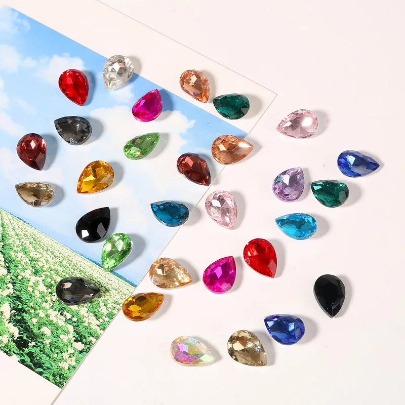 20 colori di Goccia Dell\'acqua di Scintillio Lucido di Cristallo di Vetro Del Chiodo Strass Pendenti e Ciondoli FAI DA TE Design Polacco 3D Manicure