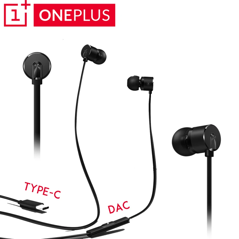 Original OnePlus Type-C Bullets Earphones 2T(V2) For Oneplus 3/3T/5/5T/6/6T Better Audio with a Built-in DAC Stay in Control