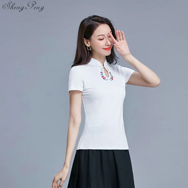 Traditional Chinese Clothing For Women Tang Chinese Style Tops Short Sleeve Summer Red Cheongsam Top Vetement 5XL 6XL Q703