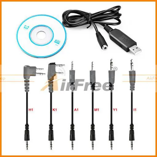 6 in 1 USB Program Programming Cable Adapter for Motorola ICOM BAOFENG PUXING KENWOOD YAESU Radio