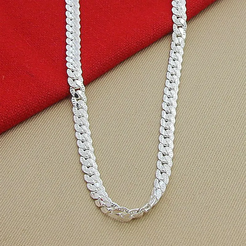 925 Sterling silver Sideways Necklace Wholesale Price 5MM Full for Women Men Jewelry Snake Chain Necklaces