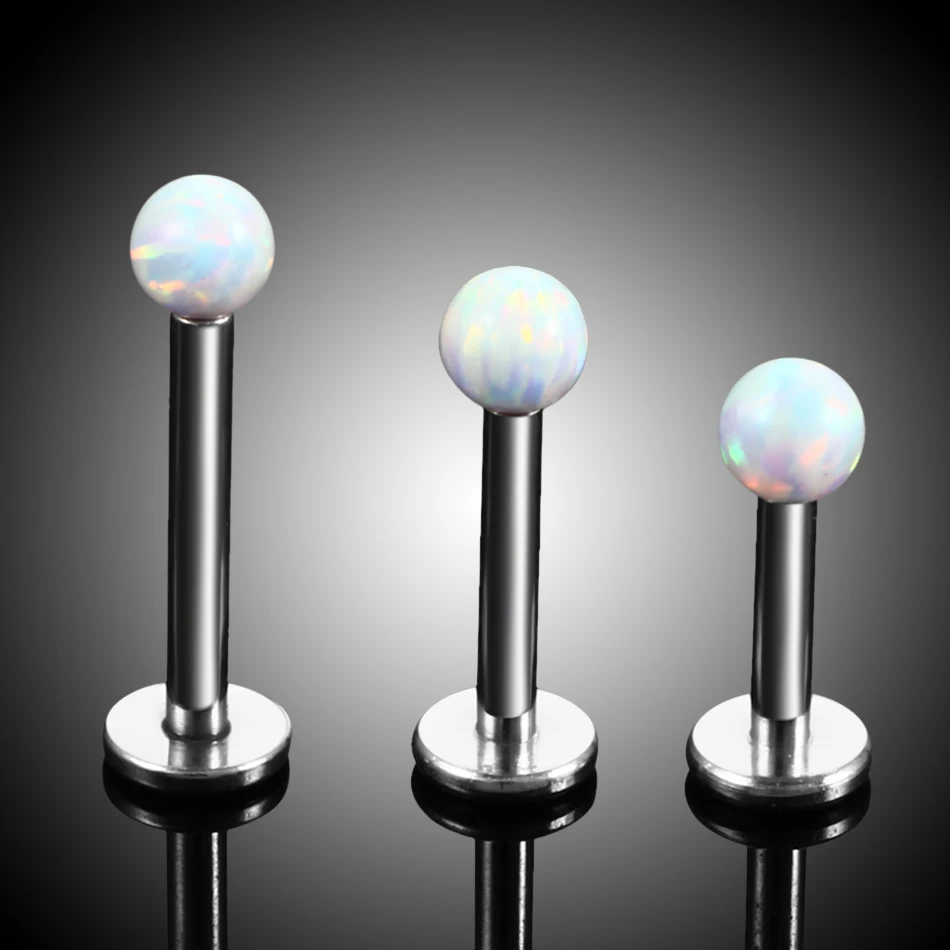 1PC Steel 3mm Opal Stone Internal Thread Labret Monroe Lip Stud Ear Cartilage Tragus Helix Piercing Stud Ring 16g Body Jewelry