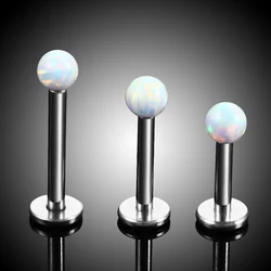 1PC Steel 3mm Opal Stone Internal Thread Labret Monroe Lip Stud Ear Cartilage Tragus Helix Piercing Stud Ring 16g Body Jewelry