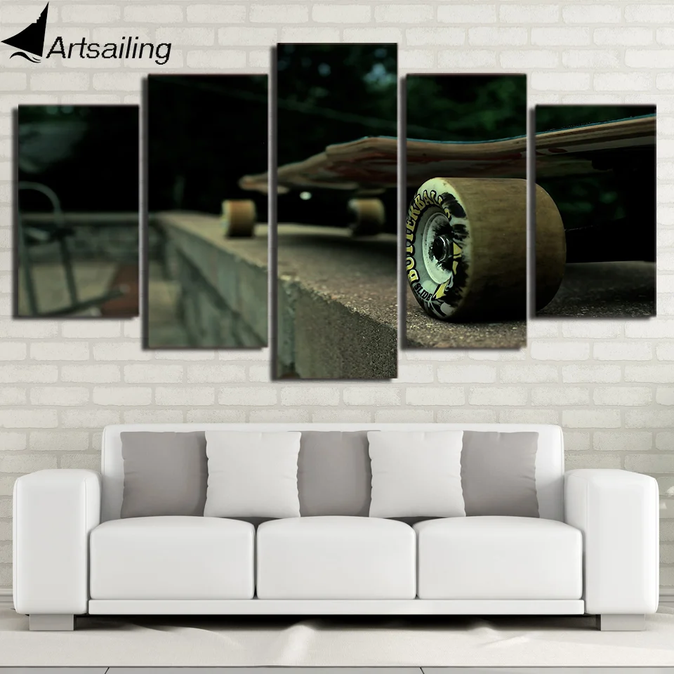 

HD Printed 5 Piece Canvas Art Long Skateboard Wall Pictures for Living Room Modern Free Shipping Canvas Painting NY-7420C