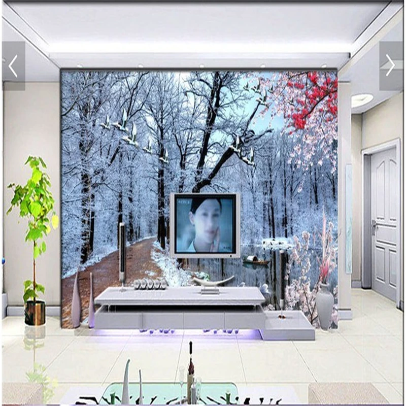 

beibehang Large mural Living room sofa TV background papel de parede 3d wall paper Snow forest decoration wallpaper for walls 3d