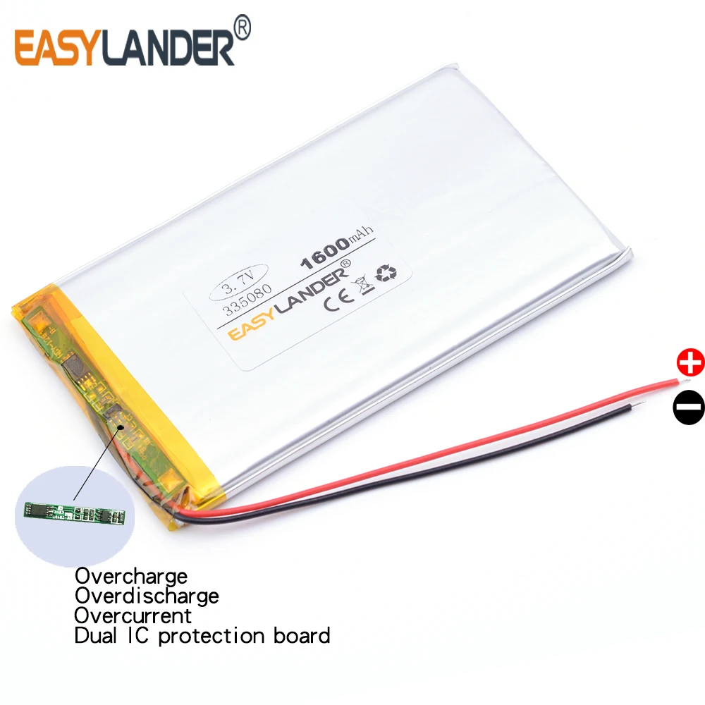 335080   3,7 V 1600 mAh wiederaufladbarer Lithium-Li-Ionen-Li-Polymer-Akku für Tablet PC Power Bank mobiler DIY-Lautsprecher