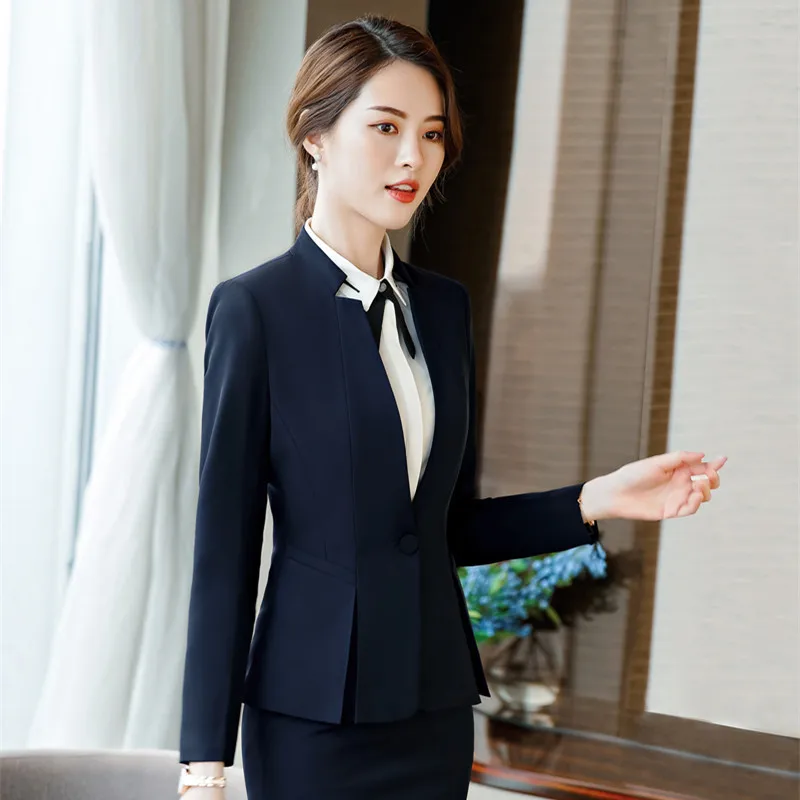 IZICFLY Spring Autumn Red Blazer Set With Skirt Office Clothes For Women Uniform Lady Elegant 2 Piece Business Suit