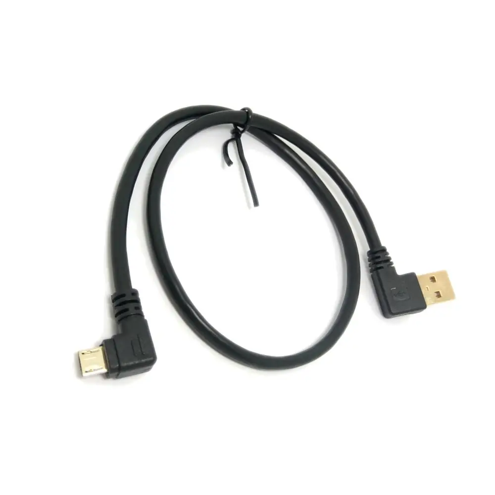 High quality gold plated plug 15cm short 90 degree Left angle USB A male to Micro USB Male Right angle data power cable