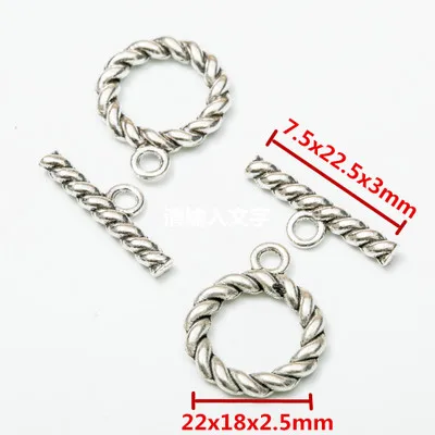 10set/lot Alloy Metal Toggle Clasps Findings For Necklaces Antique Silver Color End Clasps Connectors Hooks DIY Jewelry Making