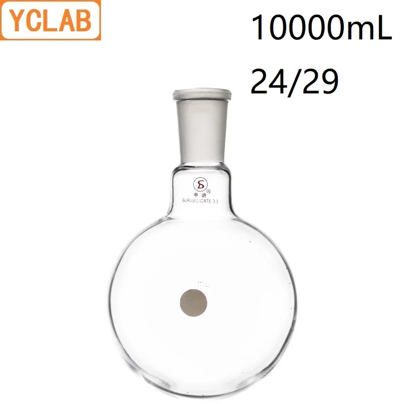 YCLAB-matraz de ebullición de 10000mL, botella de borosilicato de fondo redondo 24/29, de vidrio estándar, destilación de boca de tierra, 10L