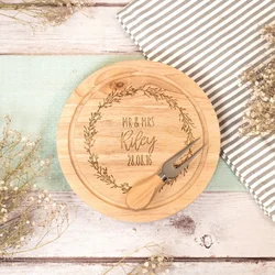 Personalized Cheese Board Wood Cheese Server Set, Custom Wedding Gift Cutting Board Engagement Gift