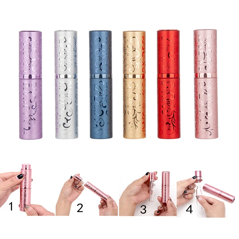 1pcs 10ML Rattan Pattern Refillable Perfume Bottle Aluminium Empty Spining Spray Dispenser Portable Travel Rotary Perfume Bottle