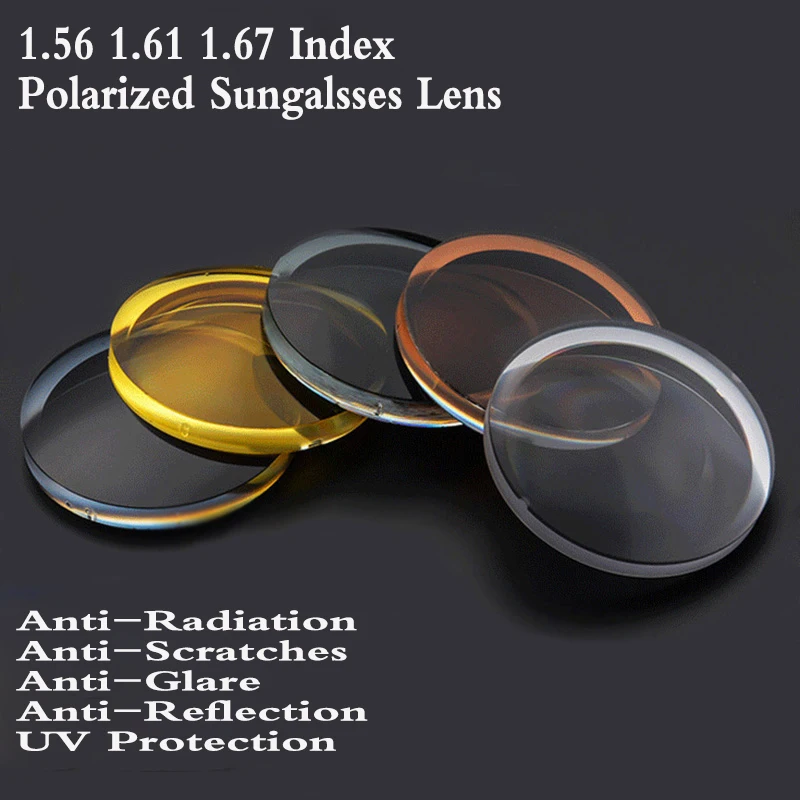 1.56 1.61 1.67 Index Aspheric Polarized Sunglasses Prescription Lens Myopia Presbyopia CR-39 Lens Hard Glasses Lens 2 PCS PS0004