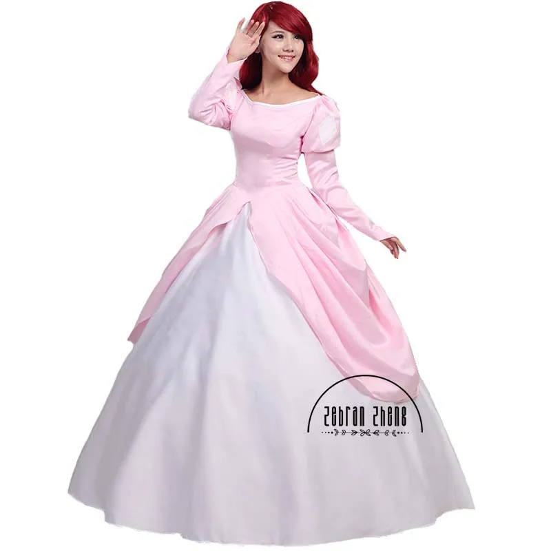 Disfraz de Cosplay de princesa Ariel para mujer adulta, vestido rosa, fiesta de Halloween, hecho a medida