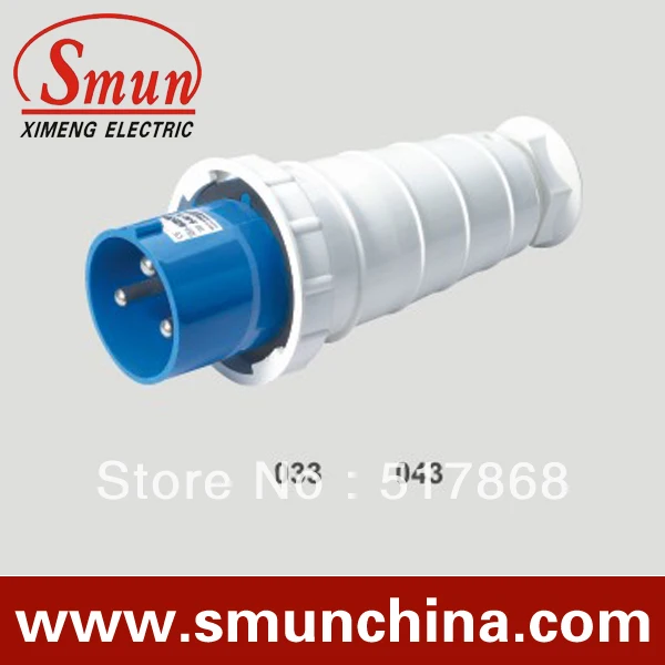 

125A 220V 2P+E industrial male plug 3pins with CE ROHS 1 year warranty