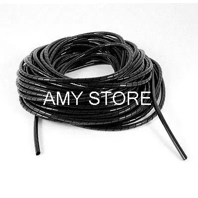 Black 6mm Outside Dia. 19M Polyethylene Spiral Cable Wire Wrap Tube