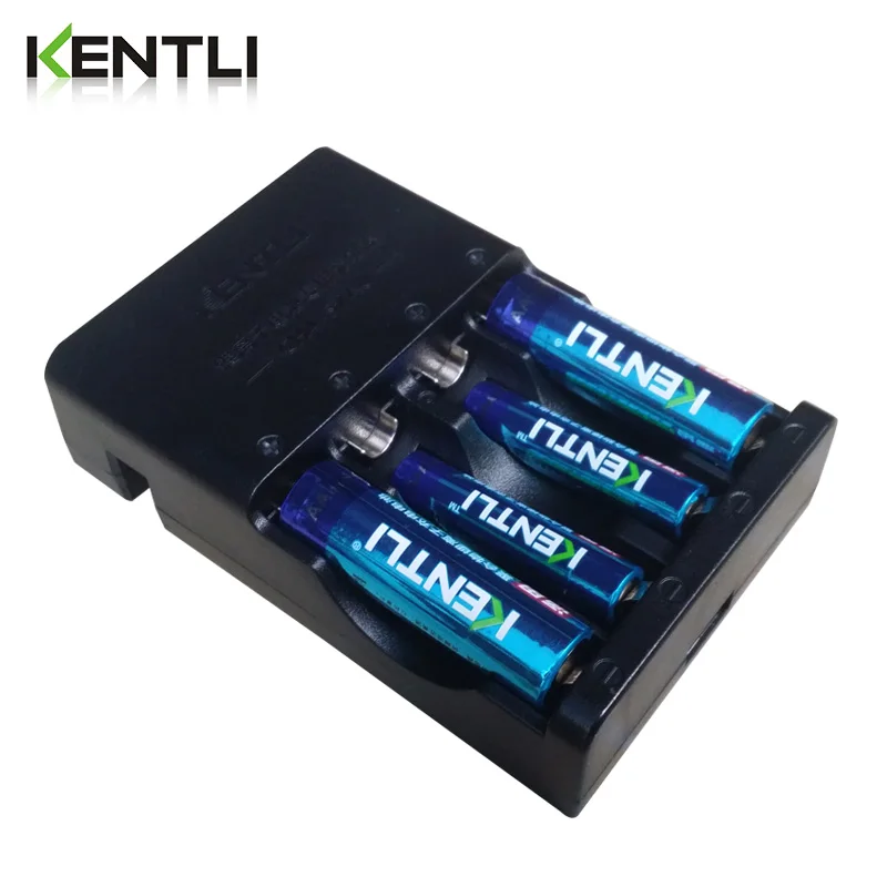 KENTLI-batería de iones de litio recargable, cargador inteligente de 4 ranuras, aa, aaa, 1,5/1180mWh, 3000 v, 4 Uds.