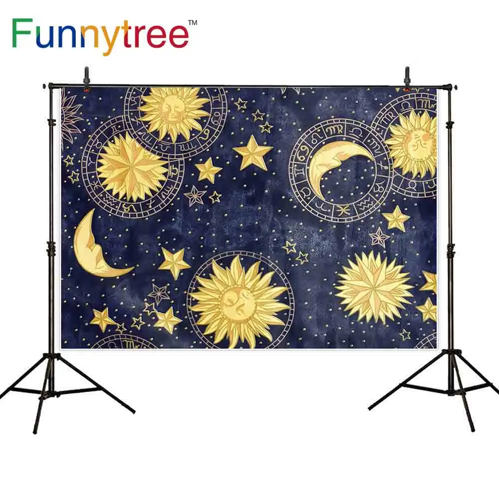 

Funnytree backgrounds for photo studio moon star sun pattern vintage zodiac photography backdrop photobooth photocall printed