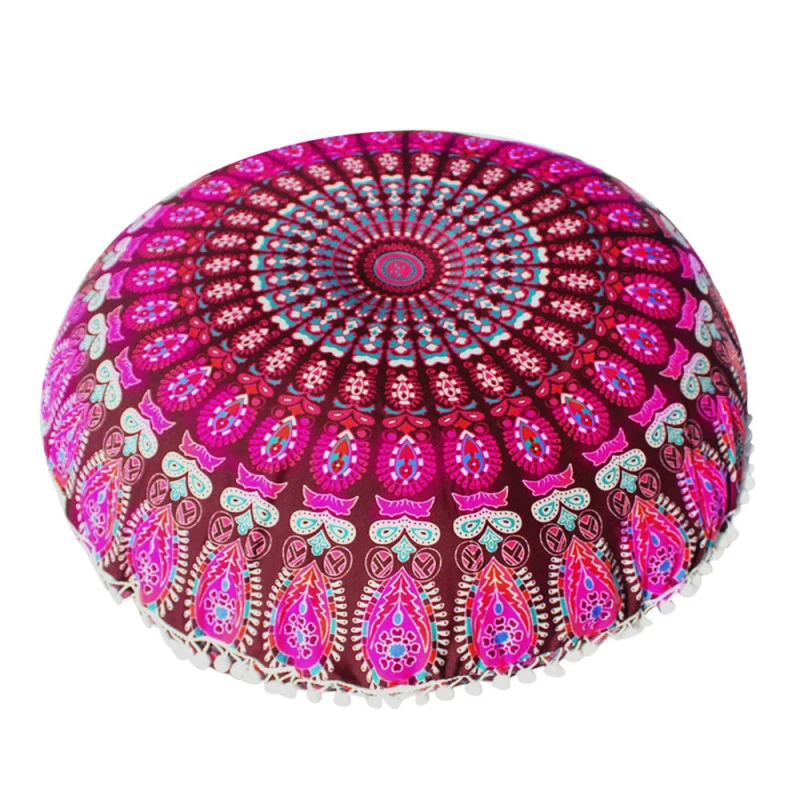 

45*45cm Mandala Floor Pillows Case Bohemian Meditation Cushion Cover Round Flower Print Pouf Retro Boho Tapestry Cover Cases 1PC