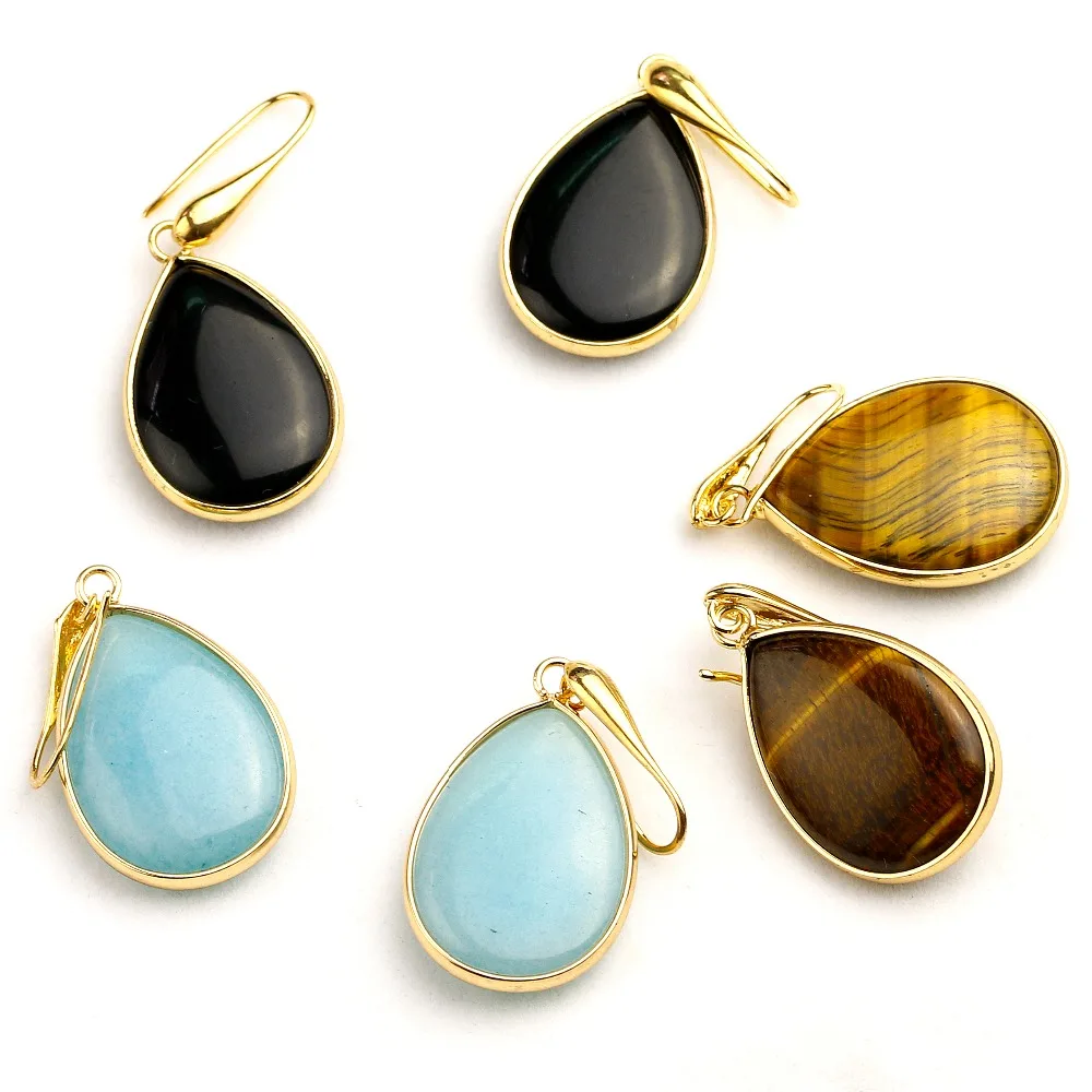 YMORL Natural Tiger Eye Drop Earrings For Women Bohemia Earring Designer Black Onyx Earrings Jewelry Dropshipping