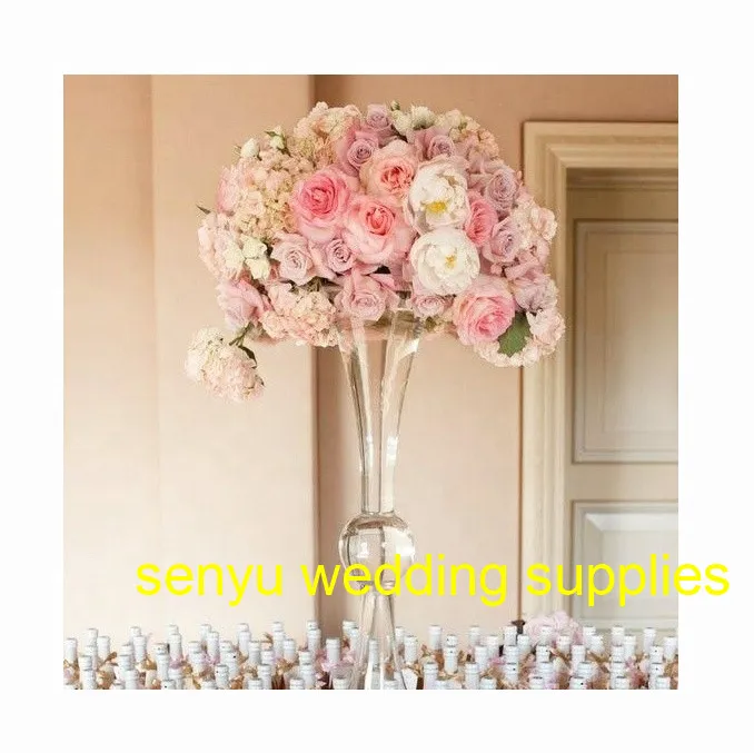 

New style clear acrylic vase and flower centerpiece ,clear acrylic trumpet vase for weddings senyu223