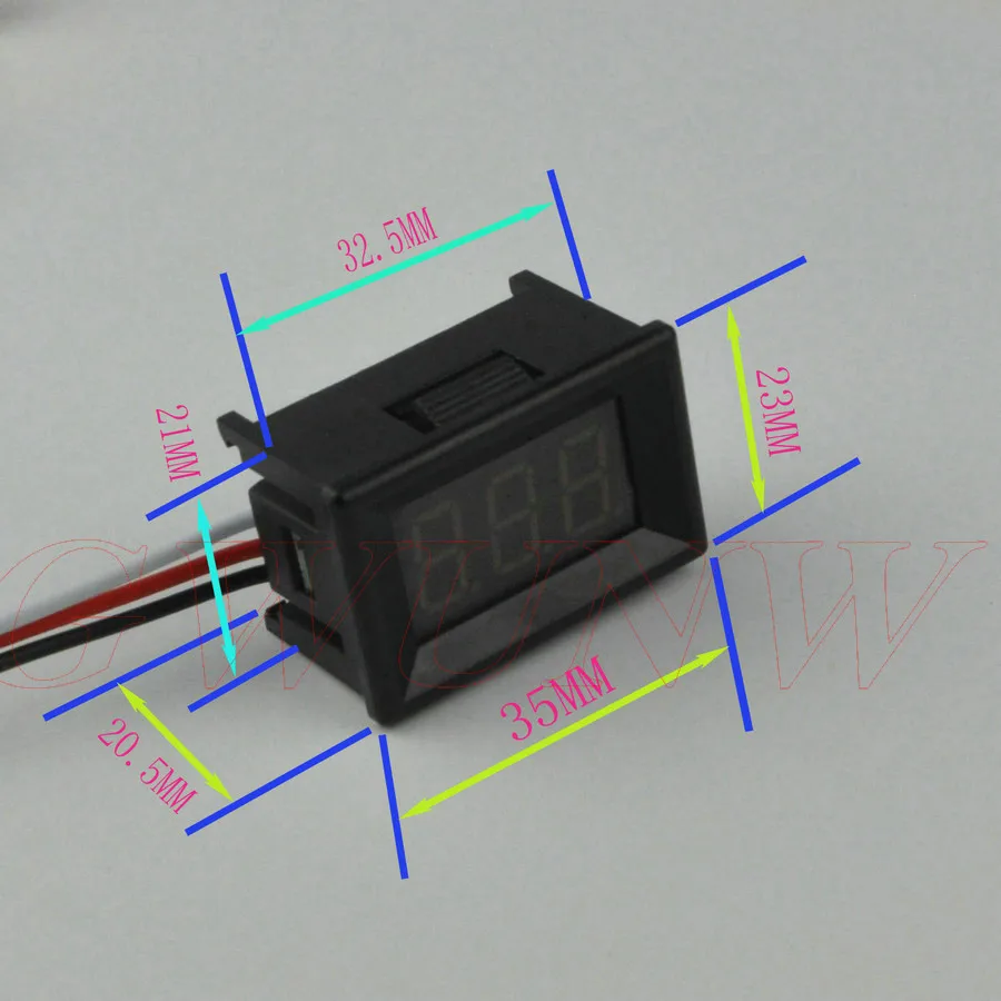 GWUNW BY336VK DC 10V 30V 50V 100V 200V 500V1000V 3 bit 0.36inch Voltage Tester Meter digital voltmeter Panel MeterV