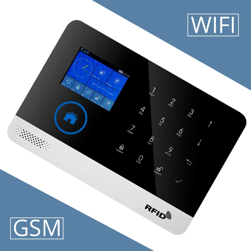 2025: Wireless Tuya APP SIM GSM Home RFID Burglar Security LCD Touch Keyboard WIFI GSM Alarm System Sensor kit Russian,Spanish