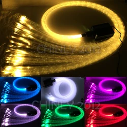 Cabo de fibra óptica brilhante 16w rgbw, cabo de fibra óptica tipo cascata com 300 peças de 1.0mm 3m