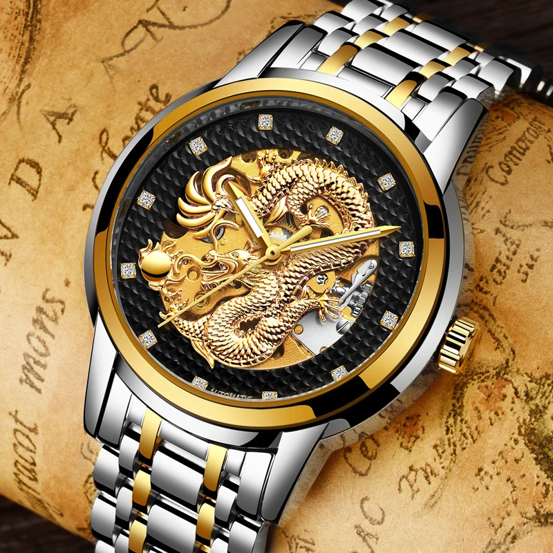 LIGE-Reloj de acero inoxidable p