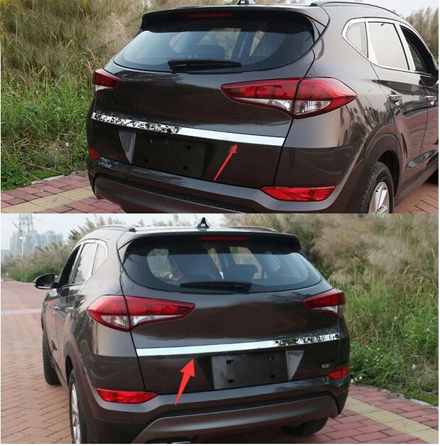 

FIT FOR HYUNDAI TUCSON TL 2016 2017 CHROME REAR TRUNK LID COVER TAILGATE TRIM BACK BOOT DOOR HANDLE MOLDING CAR STYLING GARNISH