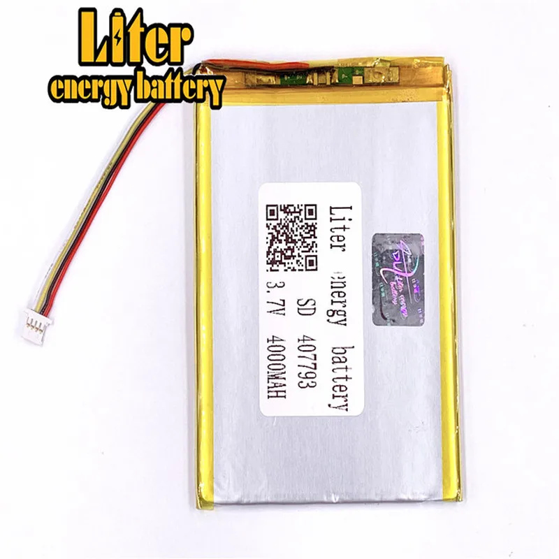 plug 1.0-4P 3.7 V 407793 4000mah factory high quality lithium polymer li-ion rechargeable battery lipo battery