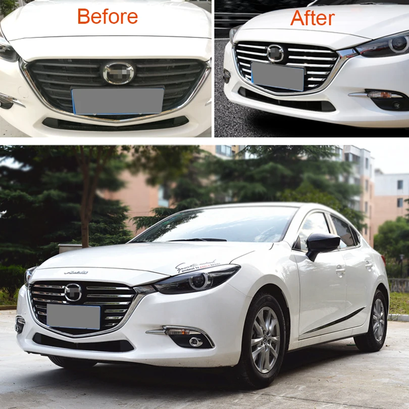 12pcs Front Bumper Mesh Hood Grille Grill Insert Cover Molding Trim Garnish for Mazda 3 AXELA 2017 2018