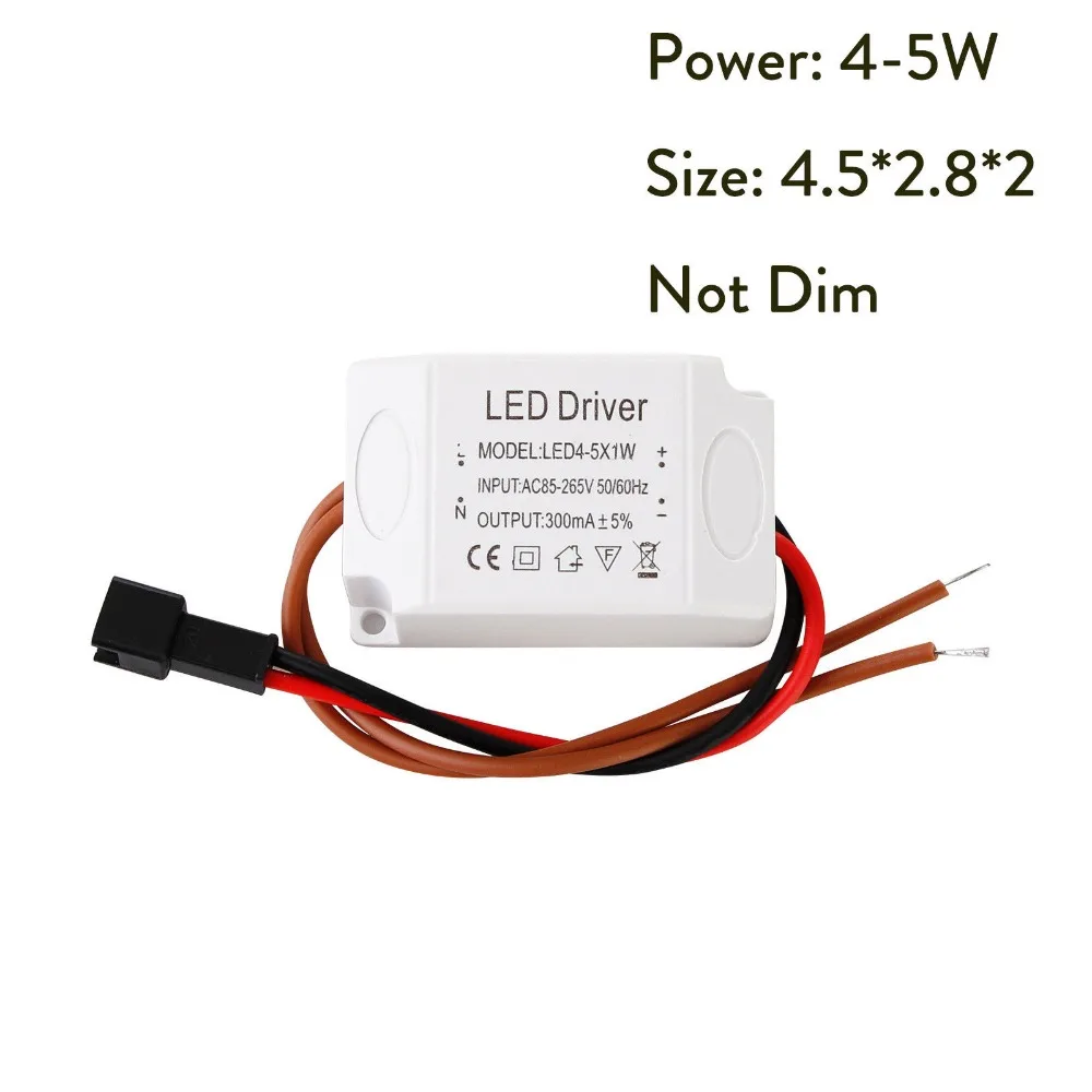 Controlador de corriente constante LED 85-265V 1-3W 4-5W 4-7W 8-12W 18-24W, salida de fuente de alimentación de 300ma, unidad externa para luz