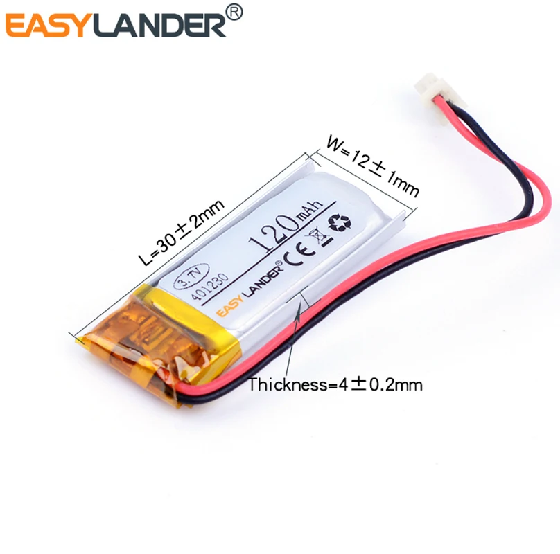 Jst 2, 5 2-poliger 1,25 3,7 V 120mAh wiederauf ladbarer Lithium-Li-Ionen-Polymer-Akku für JBA-Bluetooth-Headset