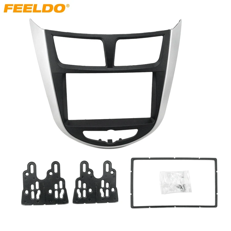 FEELDO 2Din Car Refitting DVD Frame Panel Dash Kit Fascia Radio Audio Frame for 2010 HYUNDAI VERNA/I25/Accent/Solaris 2DIN #3215