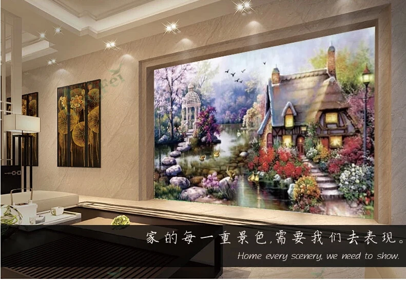 120*63 Needlework Chinese Cross stitch,Set For Embroidery kits,Lake Garden Cabin Cottage landscape pattern Cross-Stitch painting